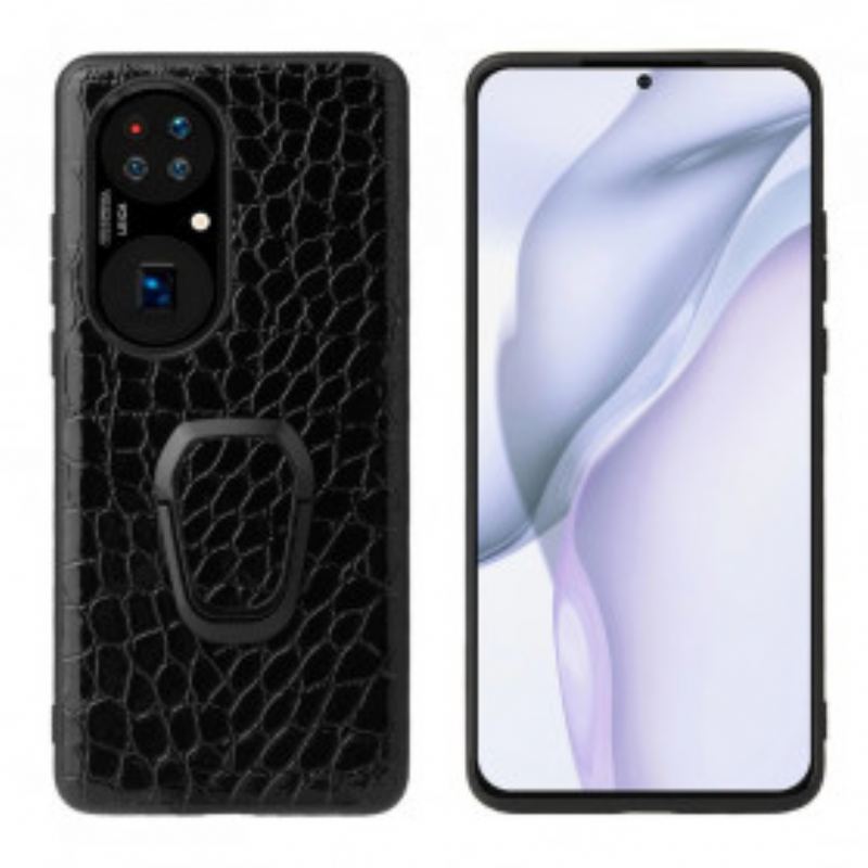 Capa Para Huawei P50 Suporte De Anel Estilo Crocodilo