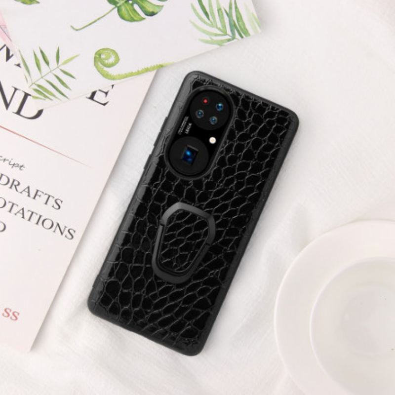 Capa Para Huawei P50 Suporte De Anel Estilo Crocodilo