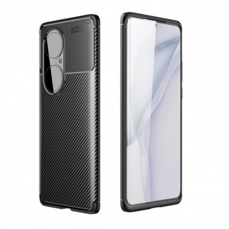 Capa Para Huawei P50 Textura Flexível De Fibra De Carbono