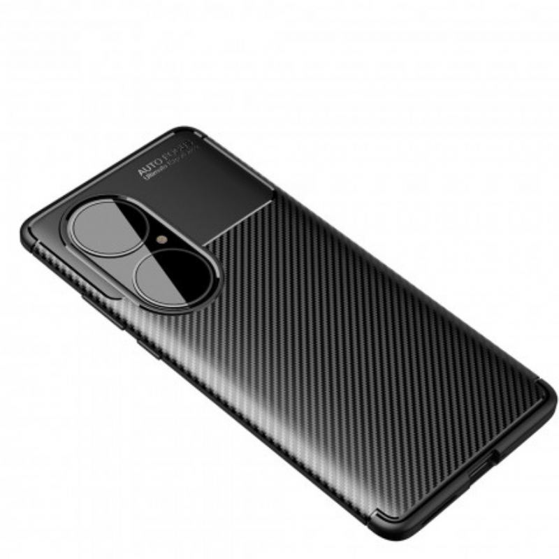 Capa Para Huawei P50 Textura Flexível De Fibra De Carbono