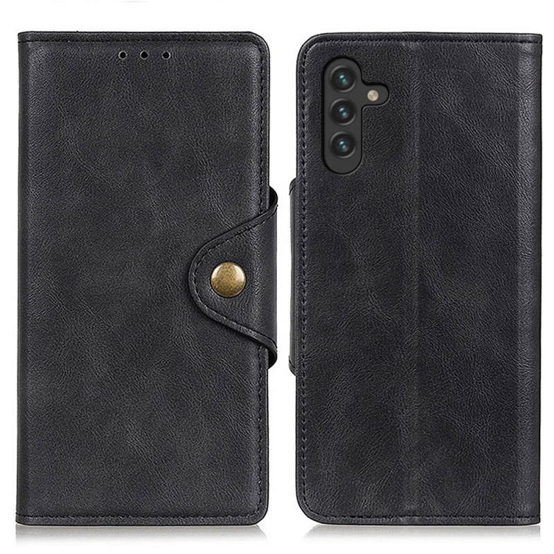 Capa De Couro Para Samsung Galaxy A13 5G / A04s Botão De Couro Falso