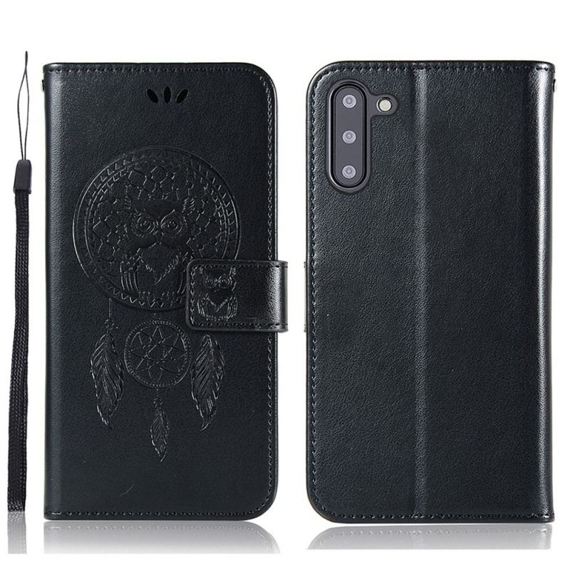 Capa De Couro Para Samsung Galaxy A13 5G / A04s Coruja Apanhador De Sonhos Com Efeito De Couro