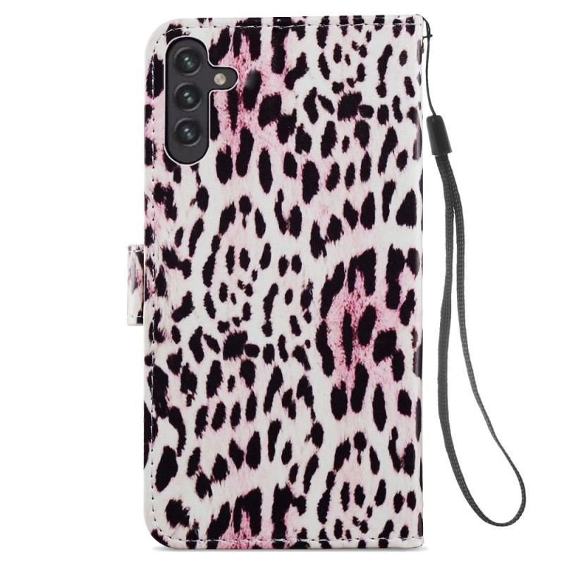 Capa De Couro Para Samsung Galaxy A13 5G / A04s Estampa De Leopardo