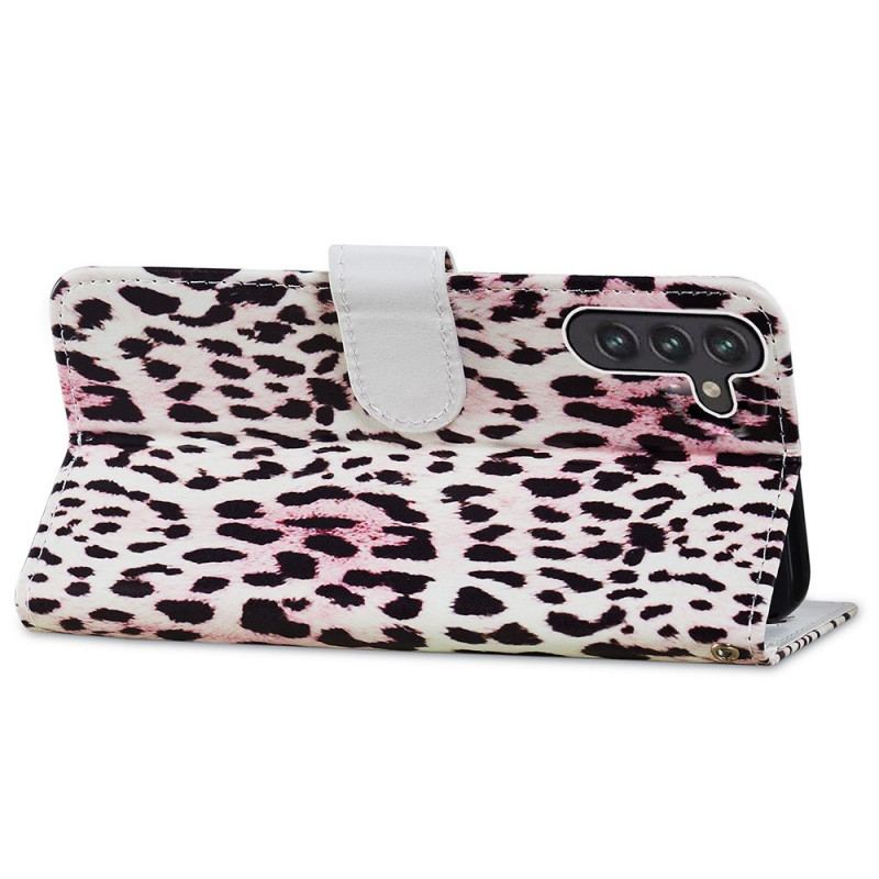 Capa De Couro Para Samsung Galaxy A13 5G / A04s Estampa De Leopardo