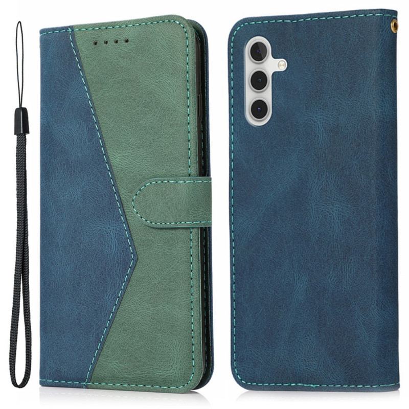 Capa De Couro Para Samsung Galaxy A13 5G / A04s Couro Falso Triângulo De Dois Tons