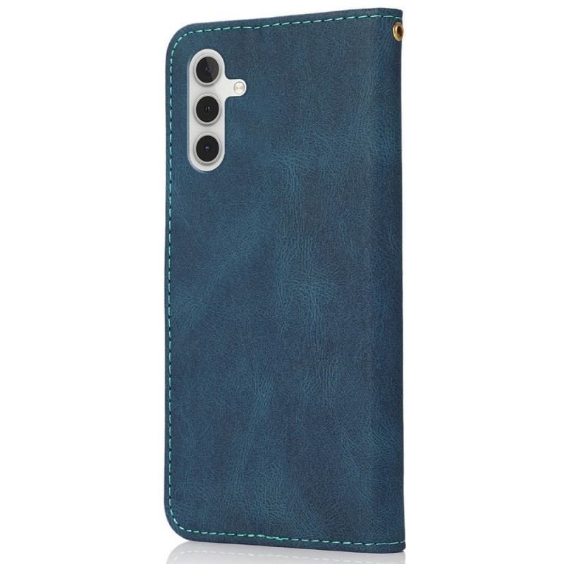 Capa De Couro Para Samsung Galaxy A13 5G / A04s Couro Falso Triângulo De Dois Tons