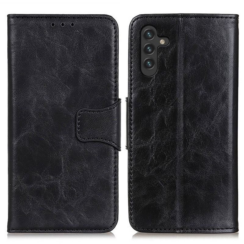 Capa De Couro Para Samsung Galaxy A13 5G / A04s Fecho Reversível De Couro Rachado