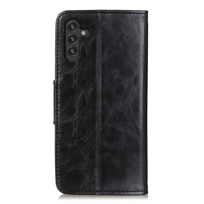 Capa De Couro Para Samsung Galaxy A13 5G / A04s Fecho Reversível De Couro Rachado