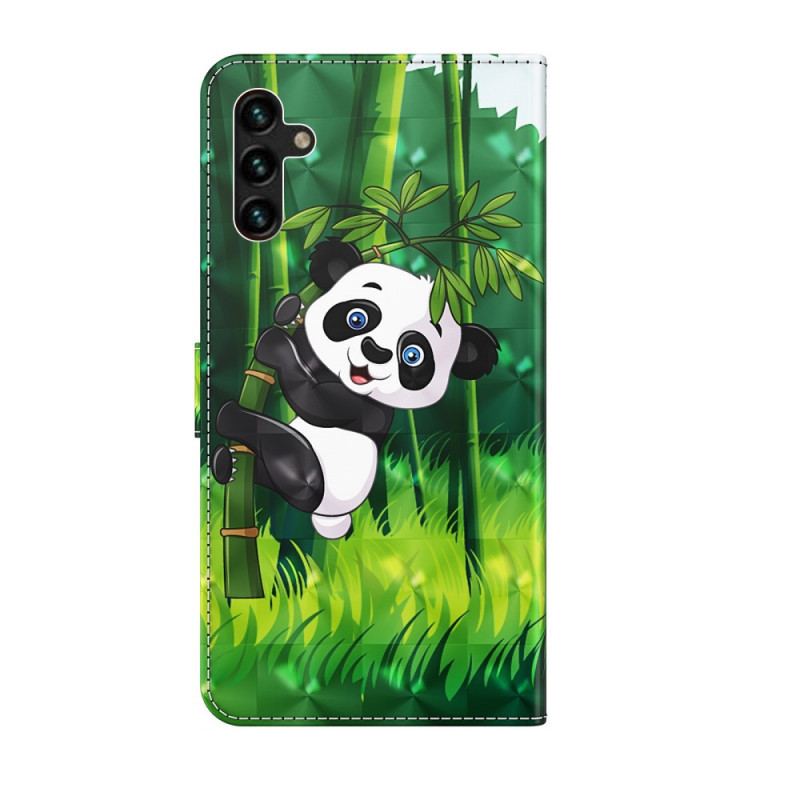 Capa De Couro Para Samsung Galaxy A13 5G / A04s Panda E Bambu