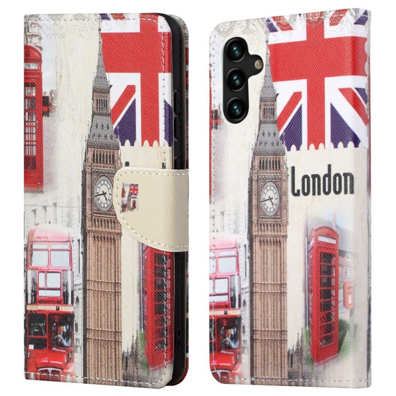 Capa De Couro Para Samsung Galaxy A13 5G / A04s Vida Em Londres