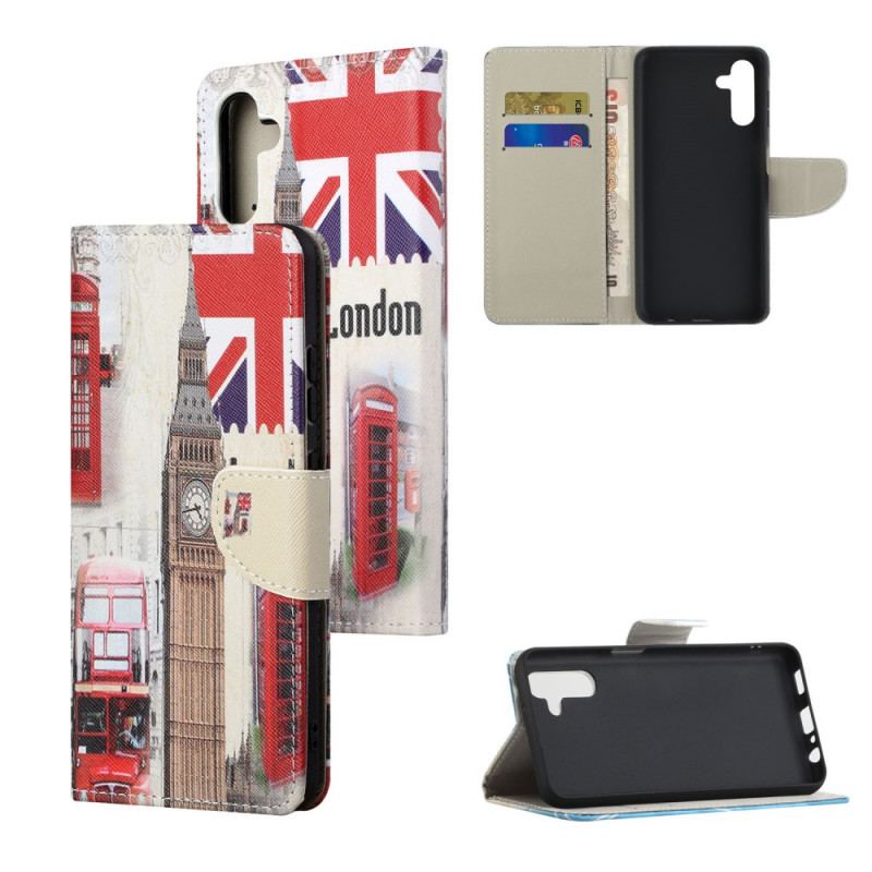 Capa De Couro Para Samsung Galaxy A13 5G / A04s Vida Em Londres