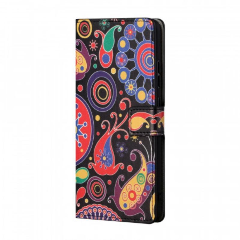 Capa Em Pele Para Samsung Galaxy A13 5G / A04s Desenhos Da Galáxia