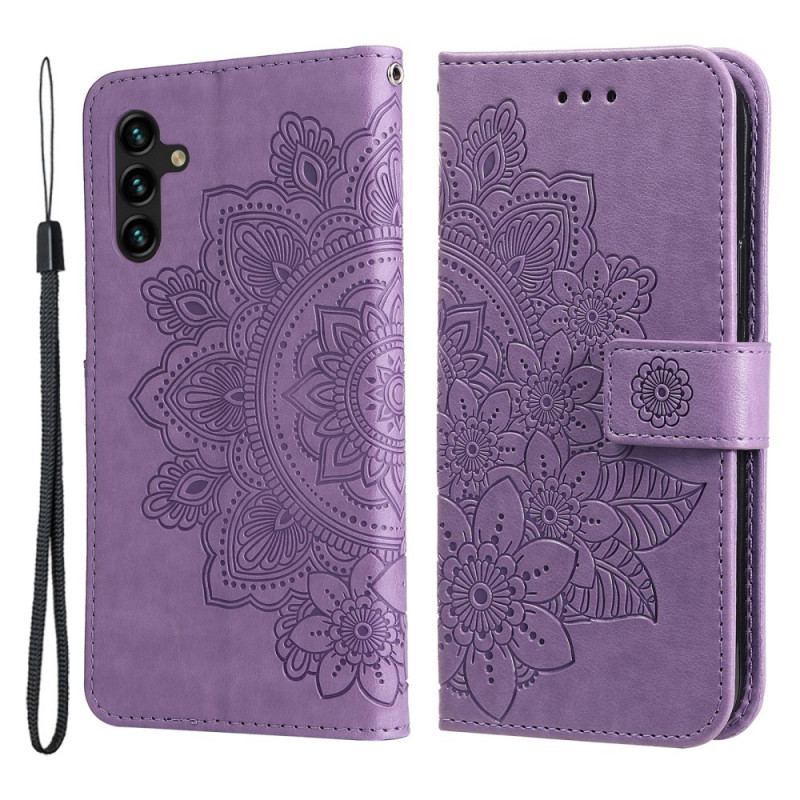 Capa Em Pele Para Samsung Galaxy A13 5G / A04s Flor Mandala