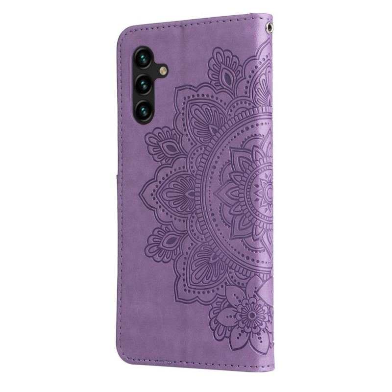 Capa Em Pele Para Samsung Galaxy A13 5G / A04s Flor Mandala