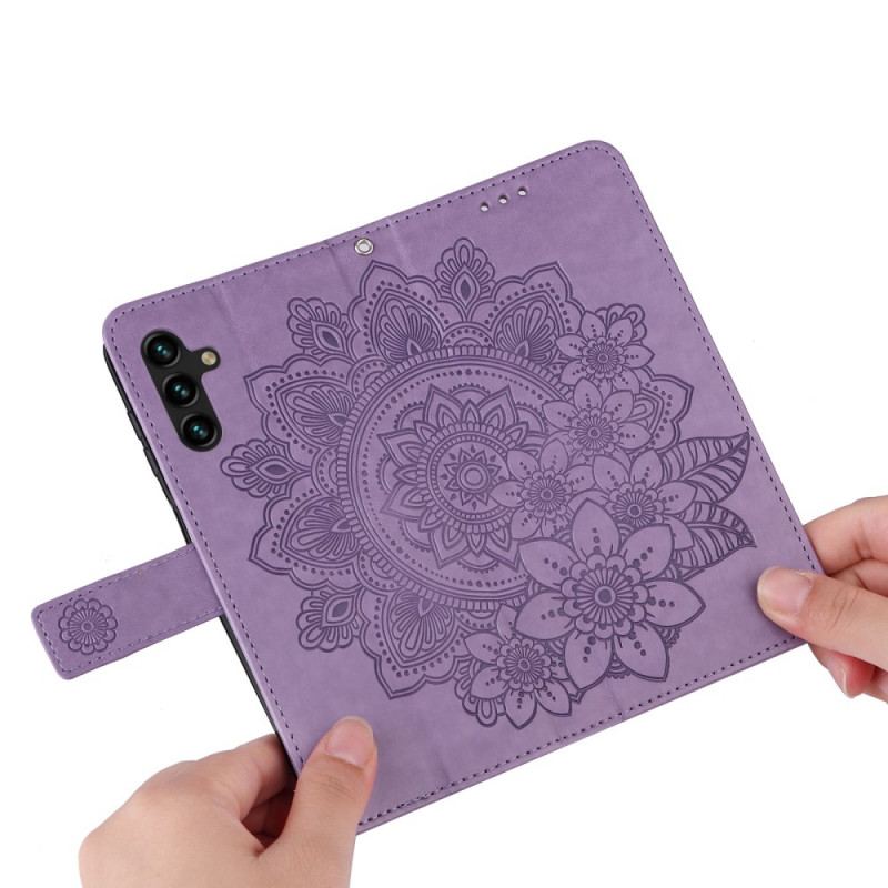 Capa Em Pele Para Samsung Galaxy A13 5G / A04s Flor Mandala