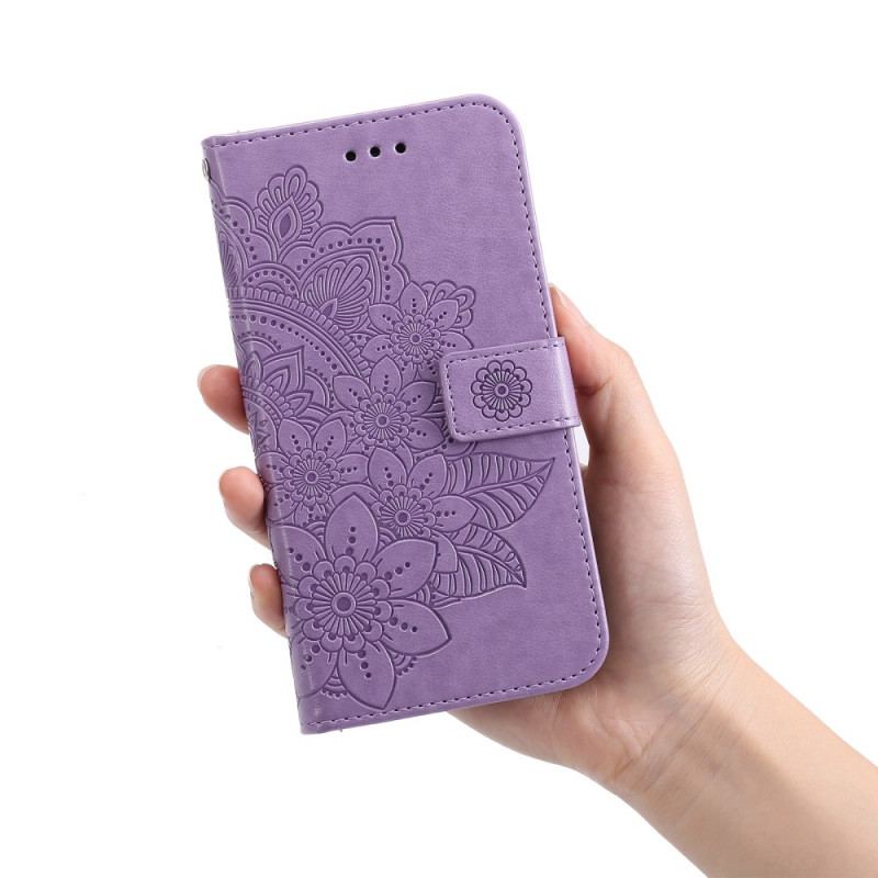 Capa Em Pele Para Samsung Galaxy A13 5G / A04s Flor Mandala