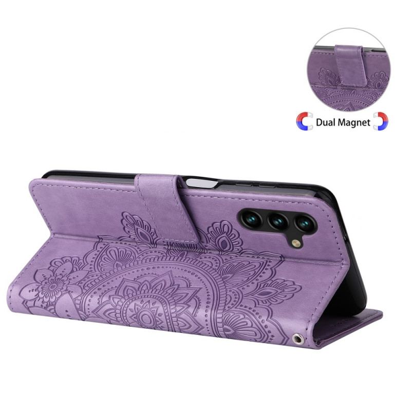 Capa Em Pele Para Samsung Galaxy A13 5G / A04s Flor Mandala