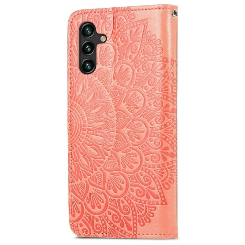 Capa Em Pele Para Samsung Galaxy A13 5G / A04s Folhas Tribais