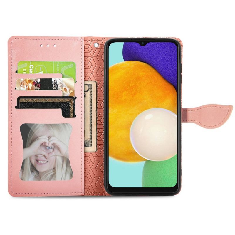 Capa Em Pele Para Samsung Galaxy A13 5G / A04s Folhas Tribais