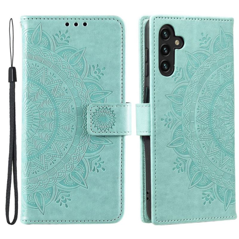 Capa Em Pele Para Samsung Galaxy A13 5G / A04s Mandala Do Sol