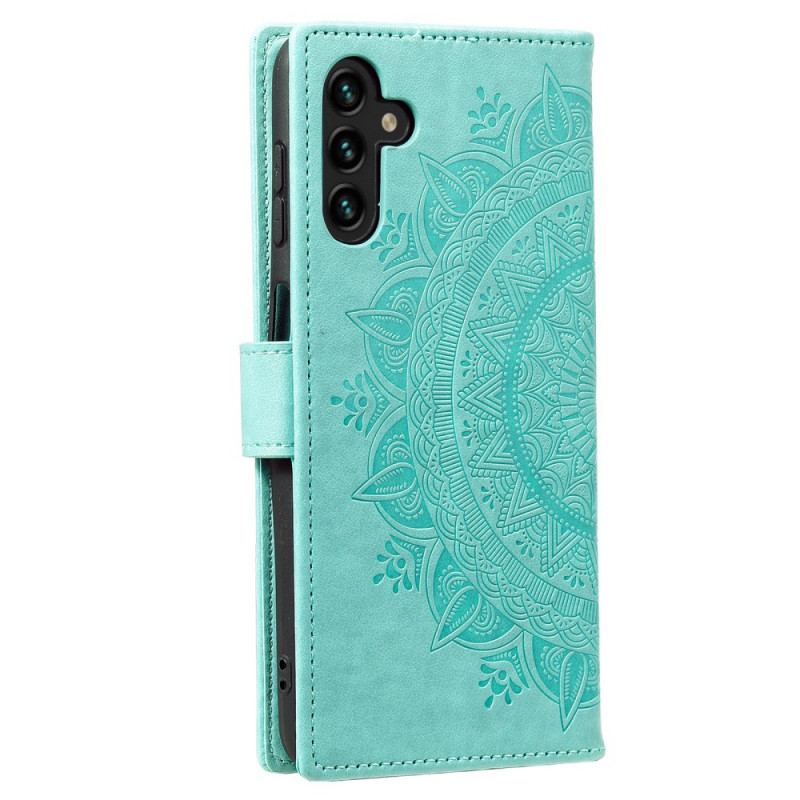 Capa Em Pele Para Samsung Galaxy A13 5G / A04s Mandala Do Sol