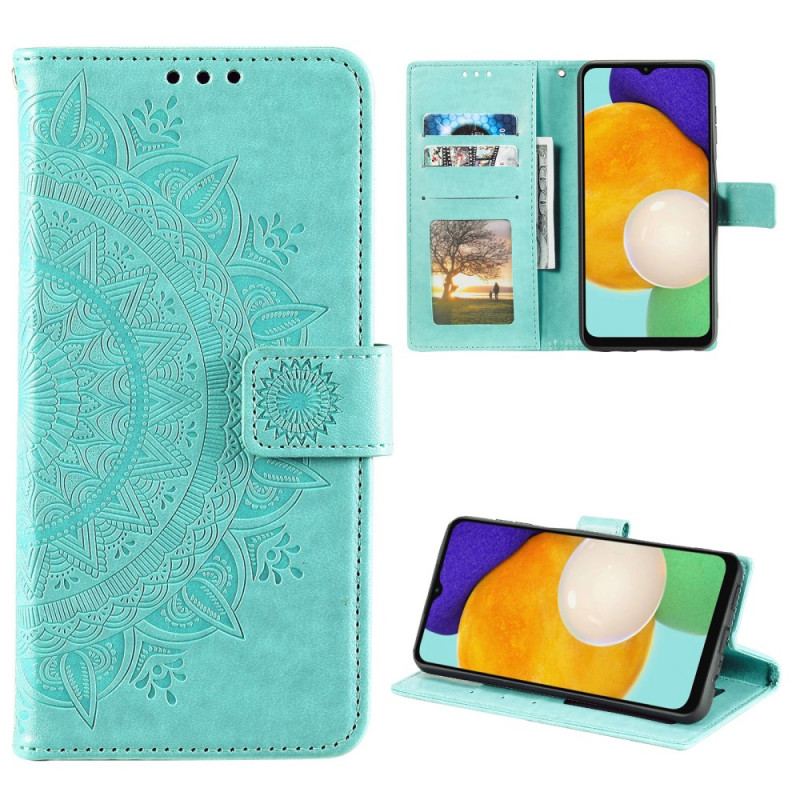 Capa Em Pele Para Samsung Galaxy A13 5G / A04s Mandala Do Sol