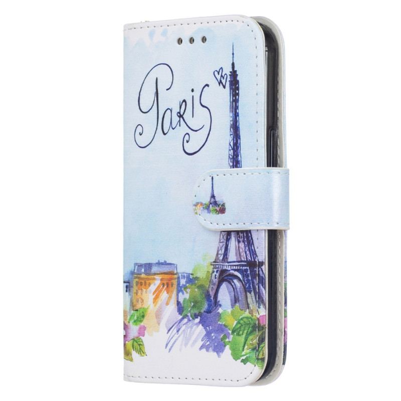 Capa Em Pele Para Samsung Galaxy A13 5G / A04s Pintando Paris