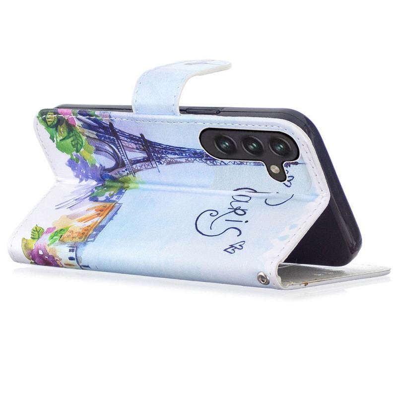 Capa Em Pele Para Samsung Galaxy A13 5G / A04s Pintando Paris