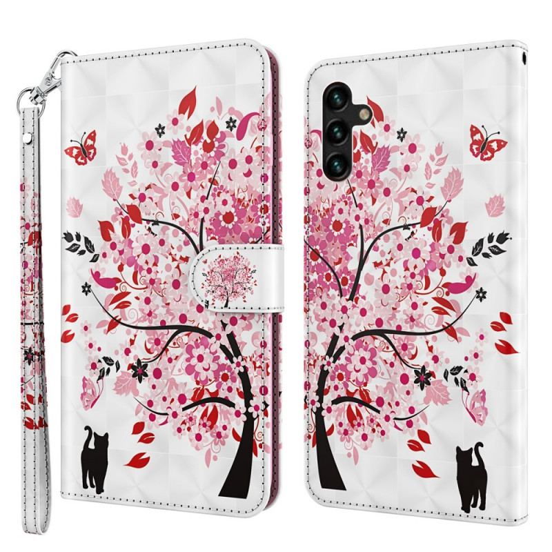 Capa Flip Para Samsung Galaxy A13 5G / A04s Árvore Rosa