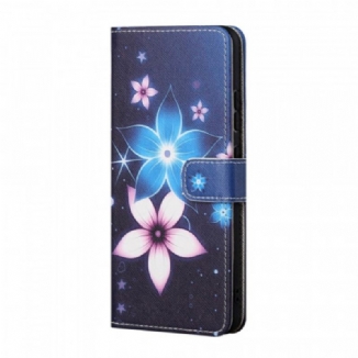 Capa Flip Para Samsung Galaxy A13 5G / A04s De Cordão Flores De Cinta Lunar