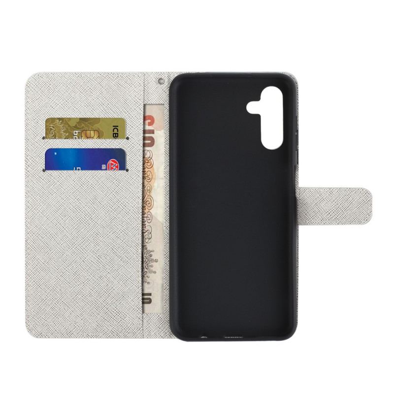 Capa Flip Para Samsung Galaxy A13 5G / A04s De Cordão Flores De Cinta Lunar