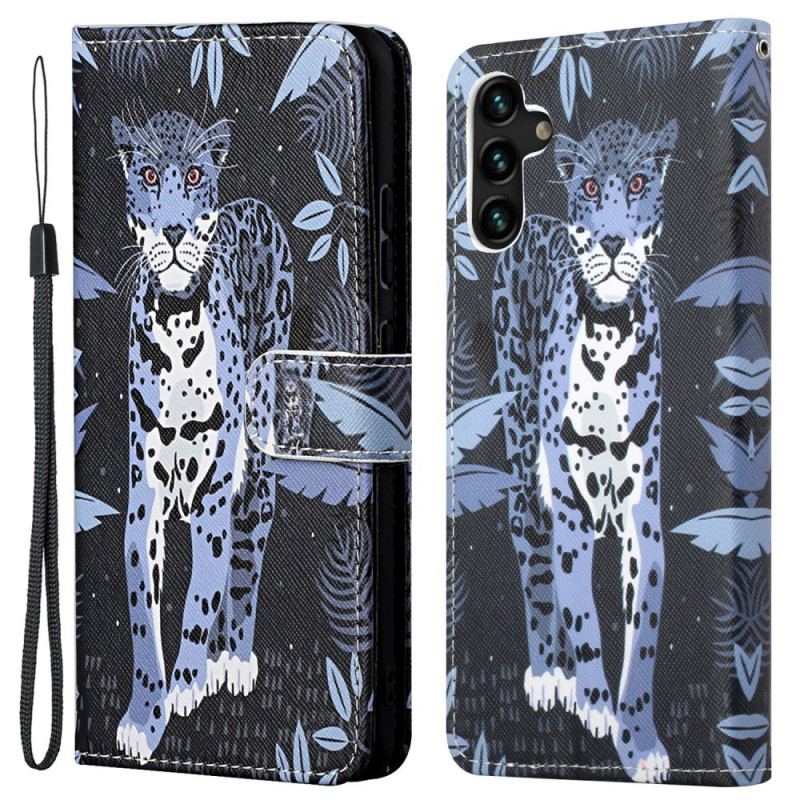 Capa Flip Para Samsung Galaxy A13 5G / A04s De Cordão Leopardo Strappy