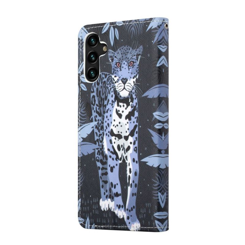 Capa Flip Para Samsung Galaxy A13 5G / A04s De Cordão Leopardo Strappy