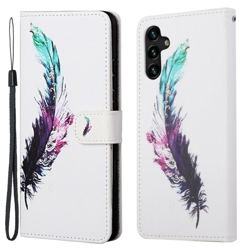 Capa Flip Para Samsung Galaxy A13 5G / A04s De Cordão Pena Com Cordão