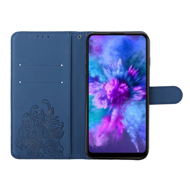 Capa Flip Para Samsung Galaxy A13 5G / A04s De Cordão Tigre Barroco Strappy