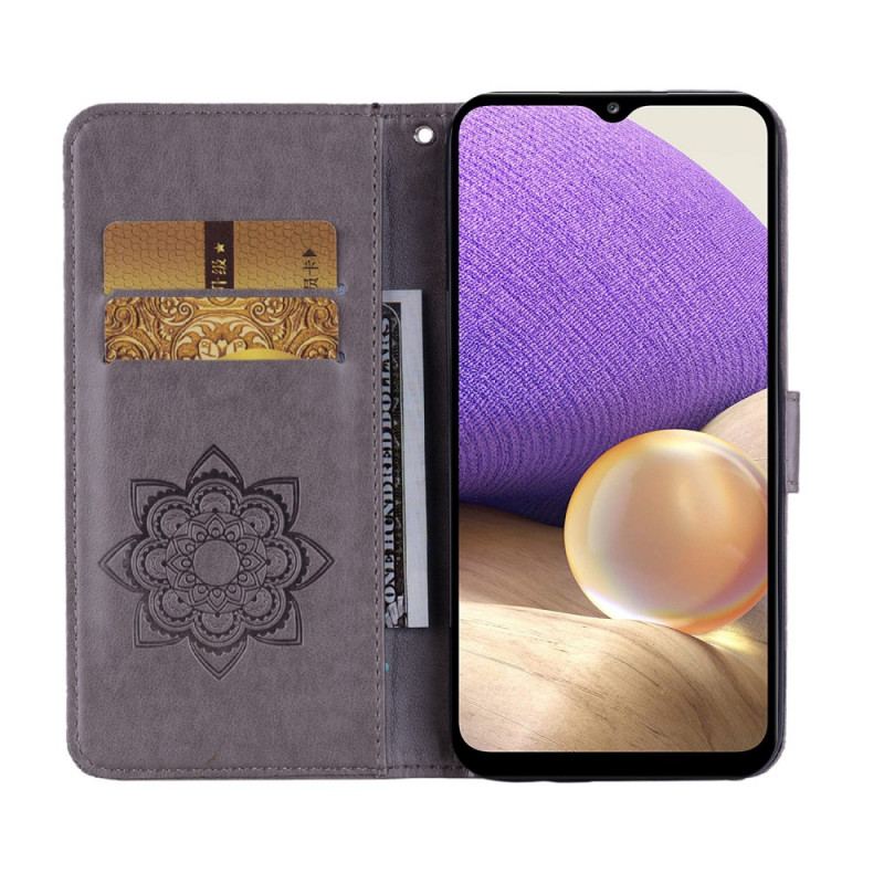 Capa Flip Para Samsung Galaxy A13 5G / A04s Coruja Mandala E Charme