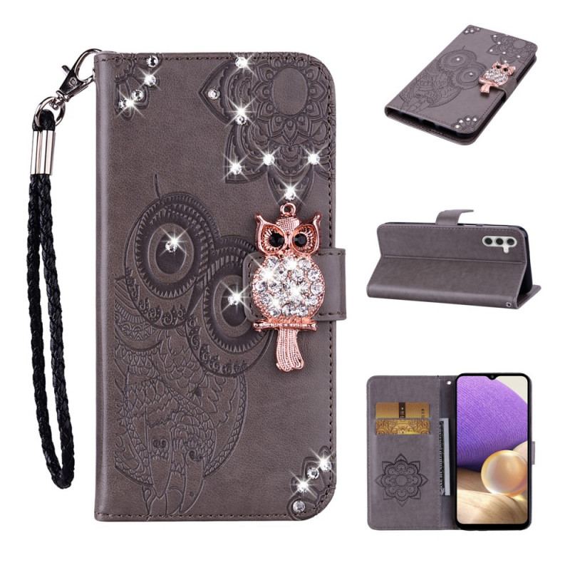 Capa Flip Para Samsung Galaxy A13 5G / A04s Coruja Mandala E Charme