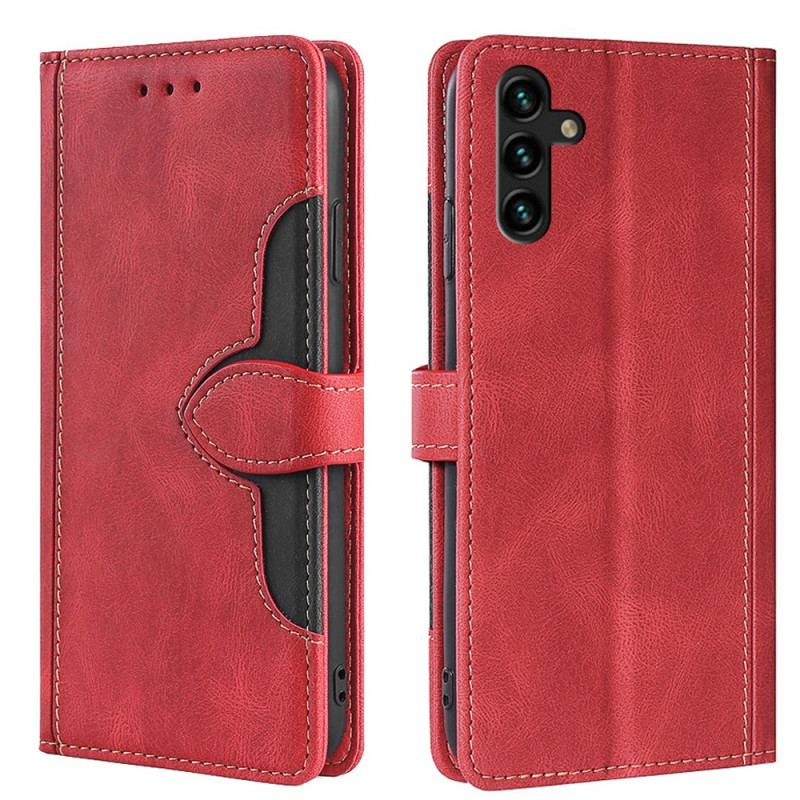 Capa Flip Para Samsung Galaxy A13 5G / A04s Couro Sintético Bicolor Estiloso