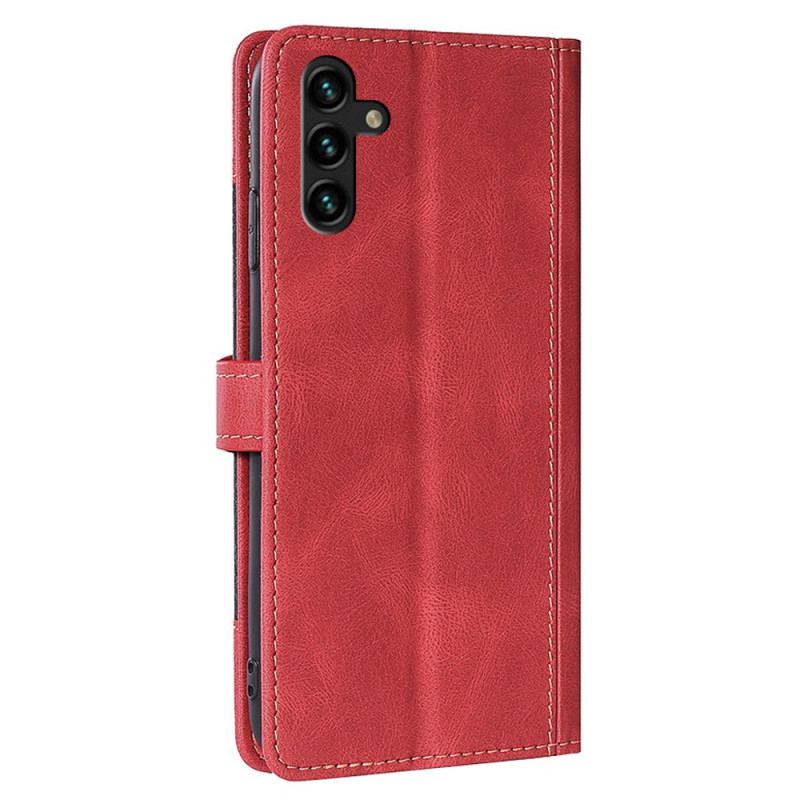 Capa Flip Para Samsung Galaxy A13 5G / A04s Couro Sintético Bicolor Estiloso