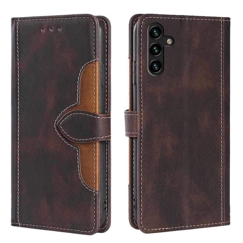 Capa Flip Para Samsung Galaxy A13 5G / A04s Couro Sintético Bicolor Estiloso