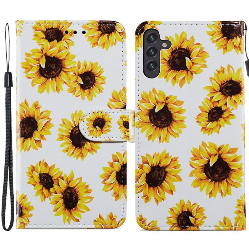 Capa Flip Para Samsung Galaxy A13 5G / A04s Girassóis