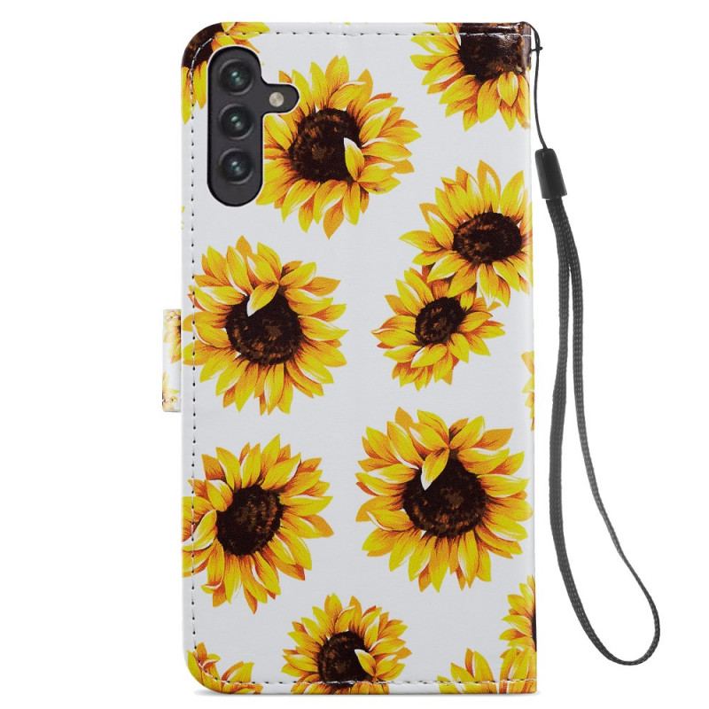 Capa Flip Para Samsung Galaxy A13 5G / A04s Girassóis