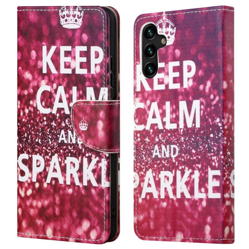 Capa Flip Para Samsung Galaxy A13 5G / A04s Mantenha A Calma E Brilhe