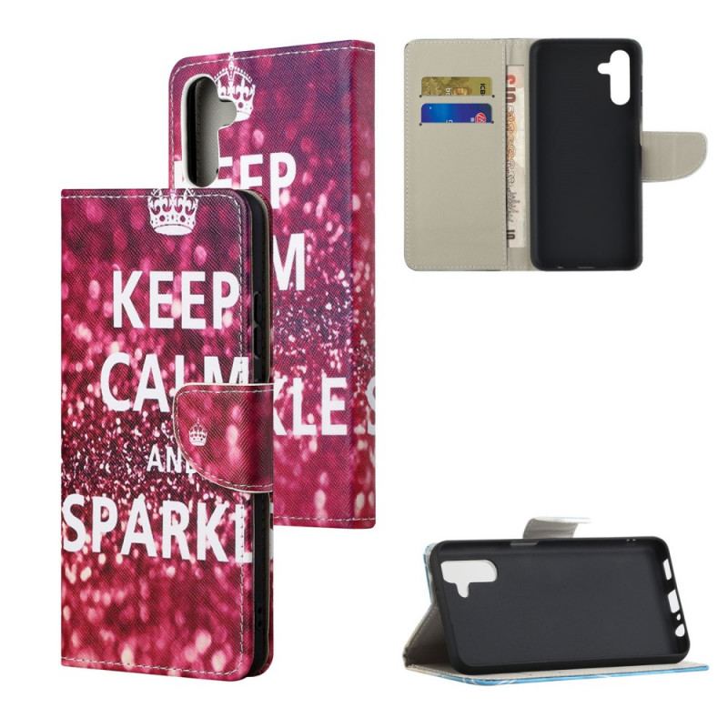 Capa Flip Para Samsung Galaxy A13 5G / A04s Mantenha A Calma E Brilhe