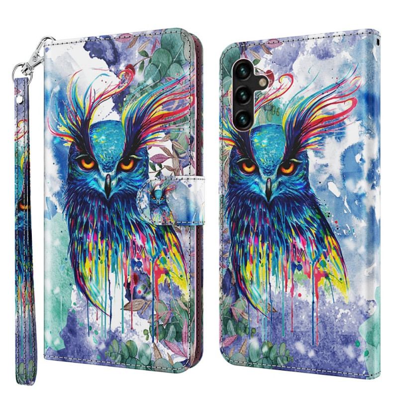 Capa Flip Para Samsung Galaxy A13 5G / A04s Pássaro Aquarela