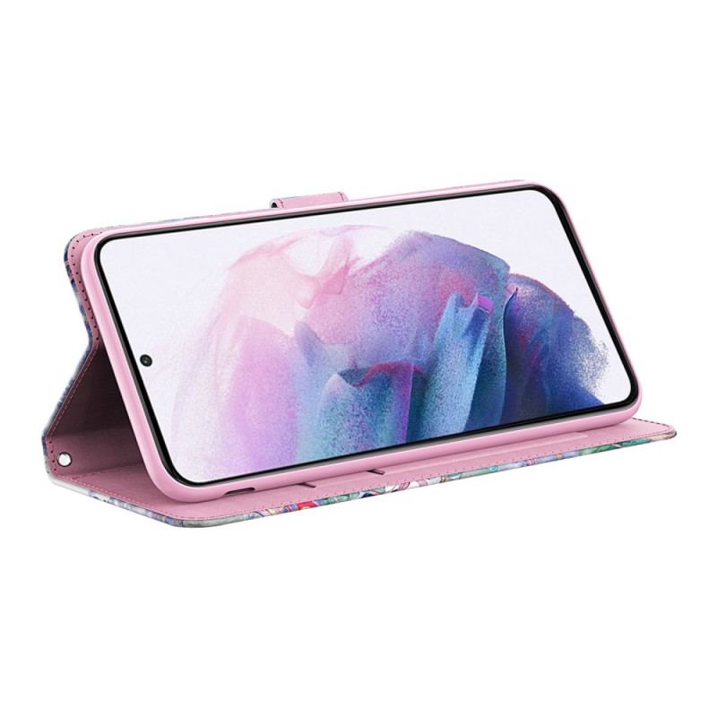 Capa Flip Para Samsung Galaxy A13 5G / A04s Pássaro Aquarela