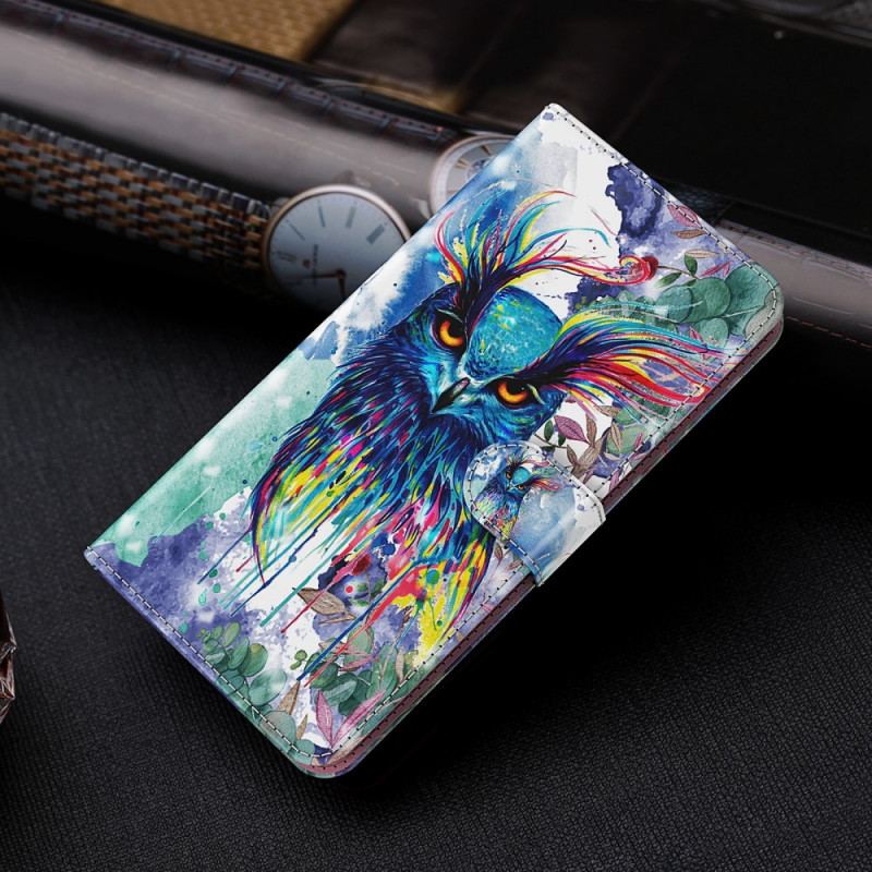 Capa Flip Para Samsung Galaxy A13 5G / A04s Pássaro Aquarela