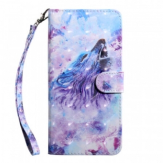 Capa Folio Para Samsung Galaxy A13 5G / A04s Aquarela Lobo