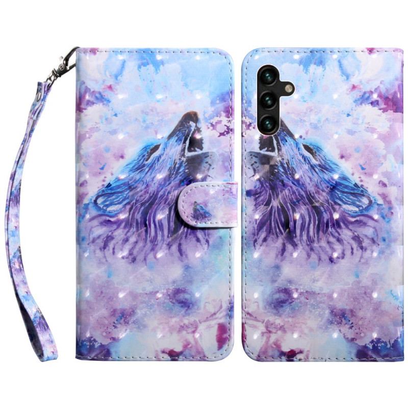 Capa Folio Para Samsung Galaxy A13 5G / A04s Aquarela Lobo