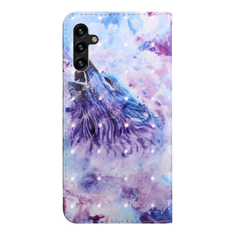 Capa Folio Para Samsung Galaxy A13 5G / A04s Aquarela Lobo